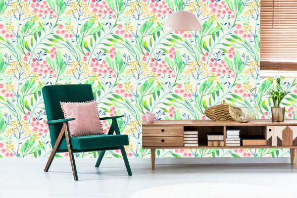 Behang Pastelplanten In Retrostijl - Afbeelding 6