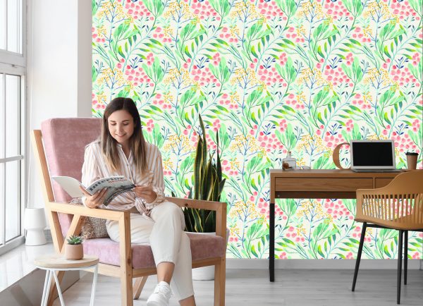 Behang Pastelplanten In Retrostijl - Afbeelding 7