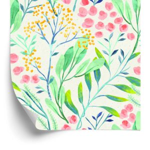 Behang Pastelplanten In Retrostijl
