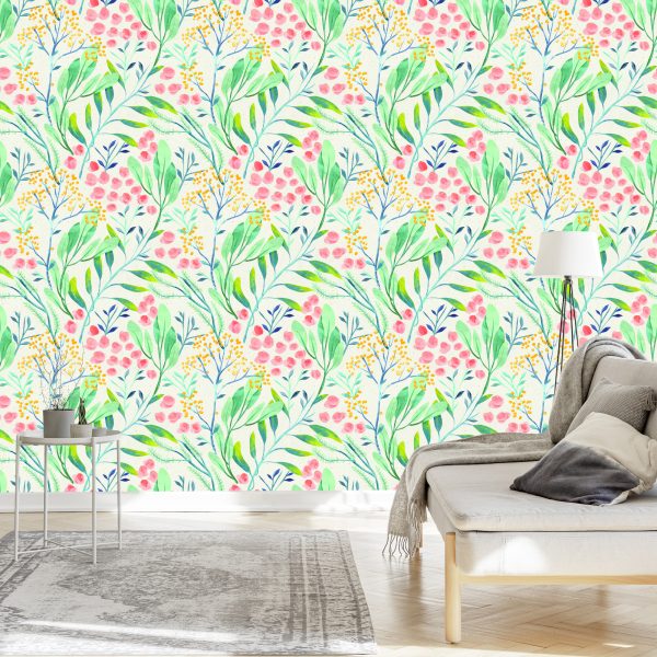 Behang Pastelplanten In Retrostijl - Afbeelding 3