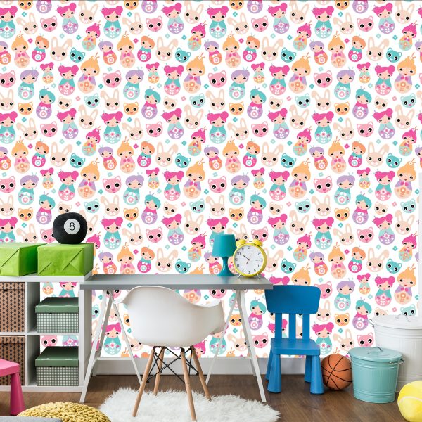 Behang Voor De Kamer Van Babymeisjes, Dieren, Bloemen - Afbeelding 4