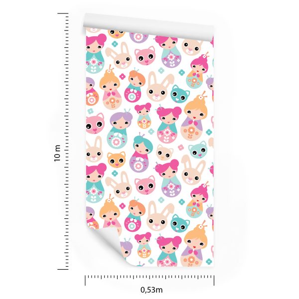 Behang Voor De Kamer Van Babymeisjes, Dieren, Bloemen - Afbeelding 8