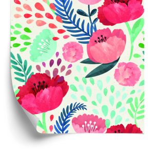 Behang Retro Klaprozen Tussen Groen