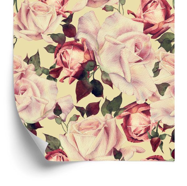 Behang Bloemenrozen In Vintage Aquarelstijl