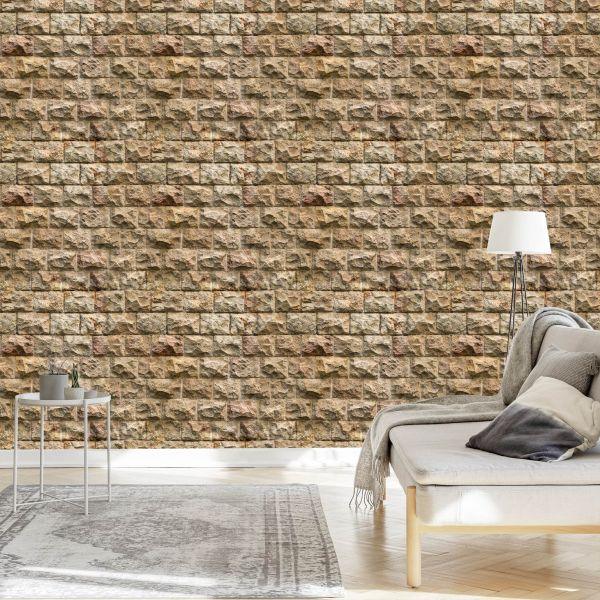 Behang Stenen Muur - 3D-Effect - Afbeelding 3
