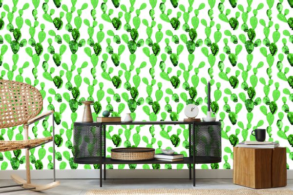 Behang Aquarel Cactusbloemen - Afbeelding 5