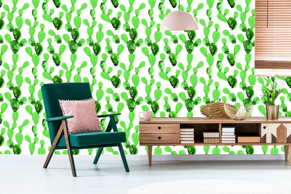 Behang Aquarel Cactusbloemen - Afbeelding 6