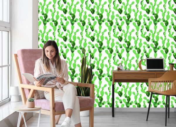 Behang Aquarel Cactusbloemen - Afbeelding 7