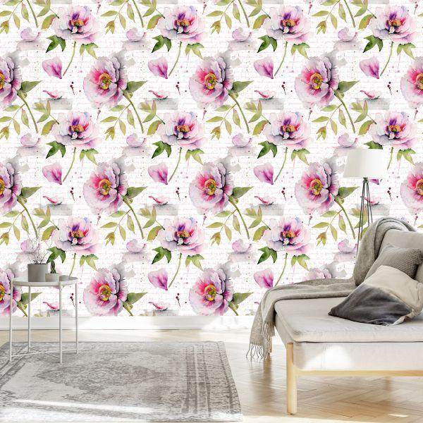 Behang Vintage Pioenen - Afbeelding 3