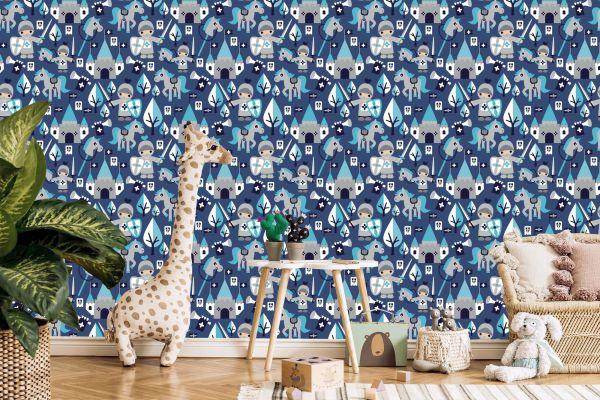 Behang Fairy Tale Knights Paarden Voor De Kinderkamer - Afbeelding 5