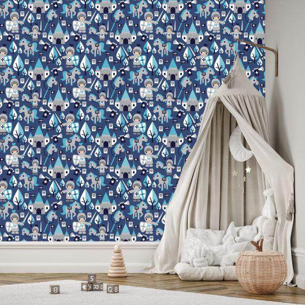 Behang Fairy Tale Knights Paarden Voor De Kinderkamer - Afbeelding 3