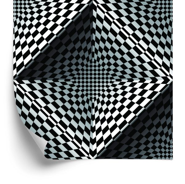 Behang Geometrische 3D-Dieptevierkanten Voor Woonkamer