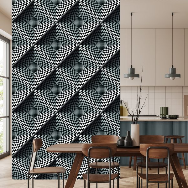 Behang Geometrische 3D-Dieptevierkanten Voor Woonkamer - Afbeelding 4
