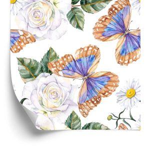 Behang Voor Keukenrozen, Bloemen, Groen, Vlinders