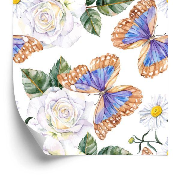 Behang Voor Keukenrozen, Bloemen, Groen, Vlinders
