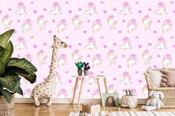 Behang Voor Kinderen - Prachtige Eenhoorns En Bloemen - Afbeelding 5