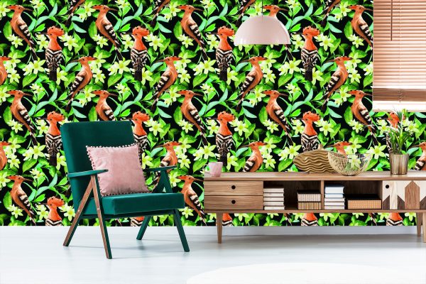 Behang Hoopoes Tussen Bloemen - Afbeelding 6