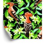 Behang Hoopoes Tussen Bloemen