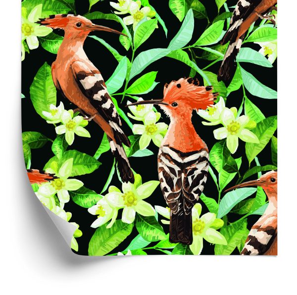 Behang Hoopoes Tussen Bloemen