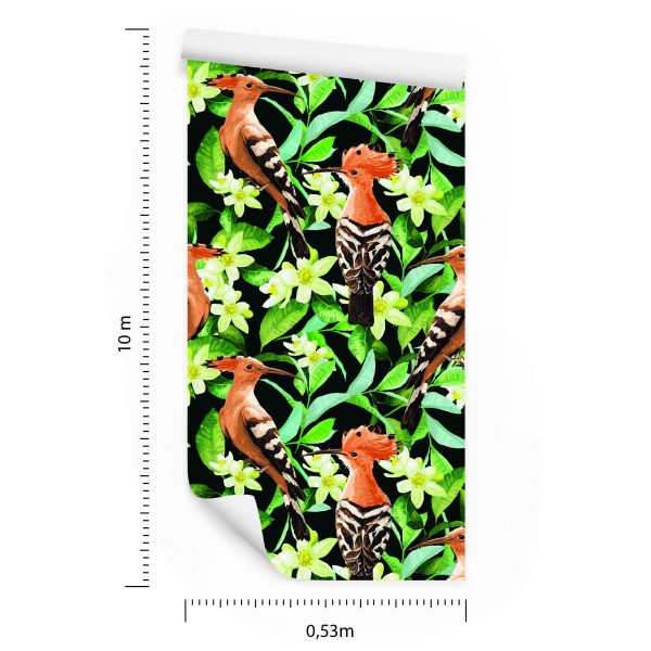 Behang Hoopoes Tussen Bloemen - Afbeelding 8