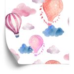 Behang Ballonnen Op Een Achtergrond Van Kleurrijke Wolken
