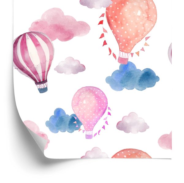 Behang Ballonnen Op Een Achtergrond Van Kleurrijke Wolken