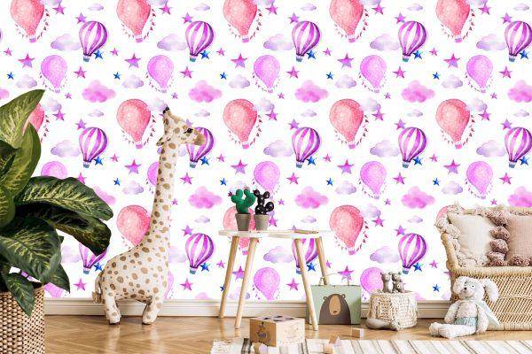 Behang Kinderkamer Met Ballonnen, Ster, Wolken - Afbeelding 5