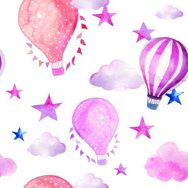 Behang Kinderkamer Met Ballonnen, Ster, Wolken - Afbeelding 2