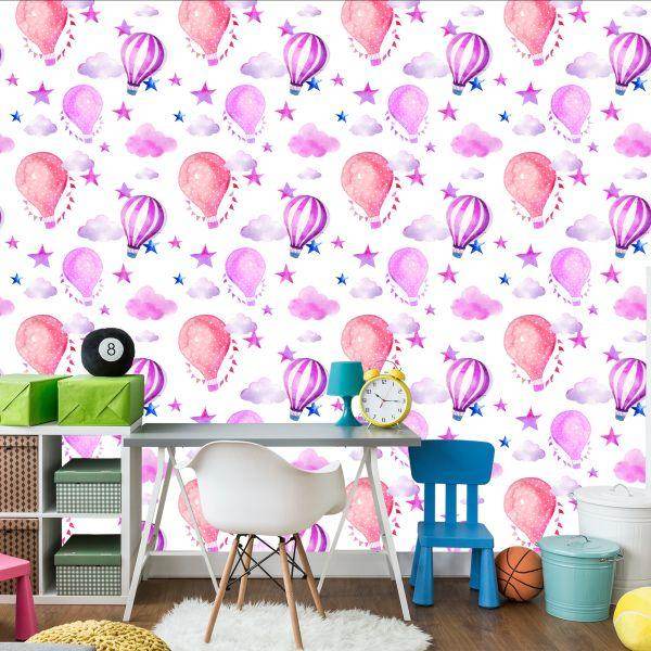 Behang Kinderkamer Met Ballonnen, Ster, Wolken - Afbeelding 4