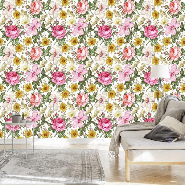 Behang Voor De Slaapkamer Met Bloemen - Afbeelding 3