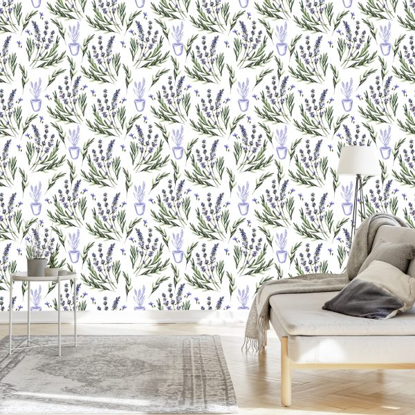 Behang Lavendel In Potten - Afbeelding 3