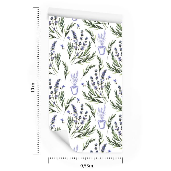 Behang Lavendel In Potten - Afbeelding 8