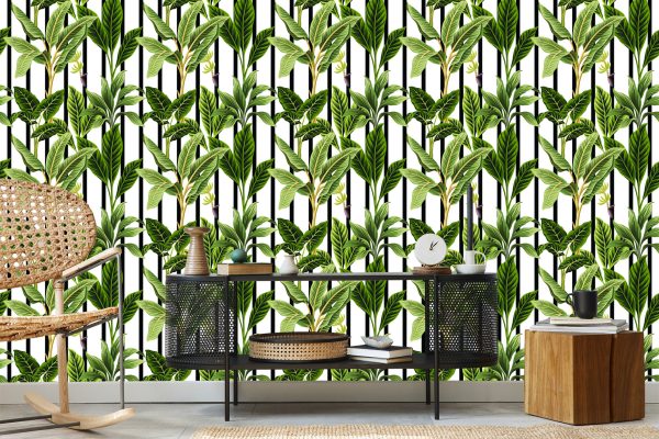 Behang Tropische Bomen In Vintage Stijl - Afbeelding 5