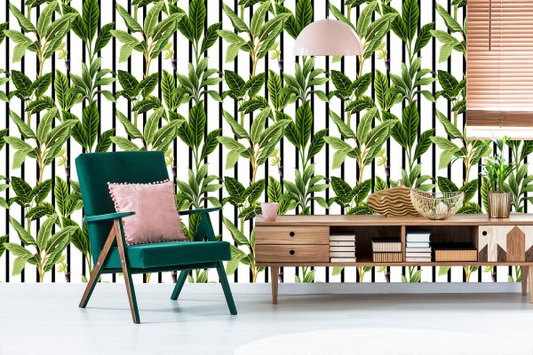 Behang Tropische Bomen In Vintage Stijl - Afbeelding 6