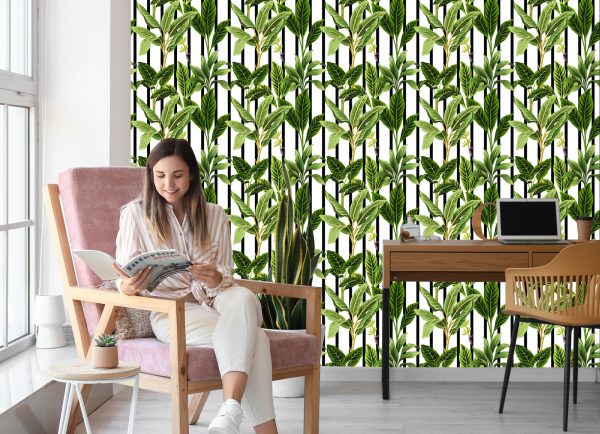Behang Tropische Bomen In Vintage Stijl - Afbeelding 7