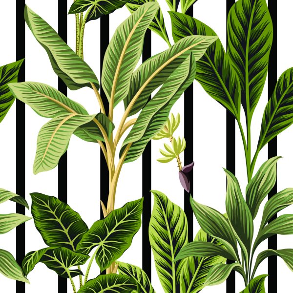 Behang Tropische Bomen In Vintage Stijl - Afbeelding 2