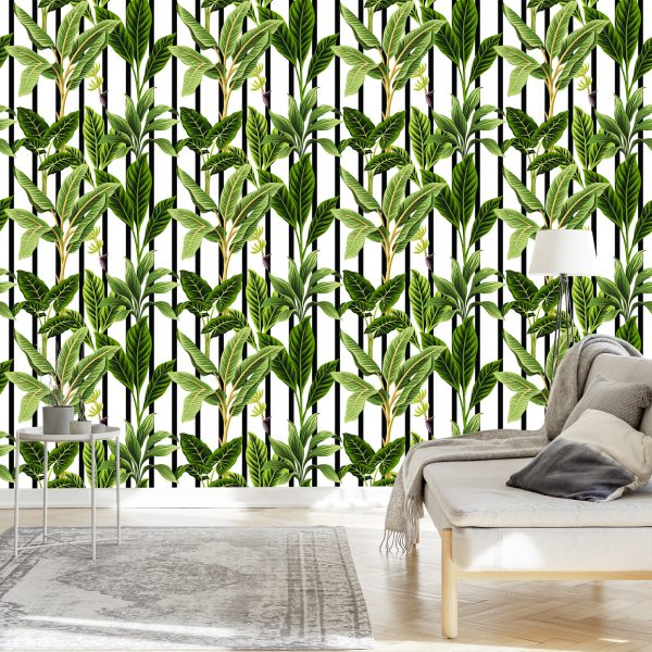Behang Tropische Bomen In Vintage Stijl - Afbeelding 3