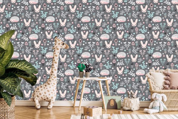 Behang Voor Een Meisje, Dieren, Hazen, Planten - Afbeelding 5