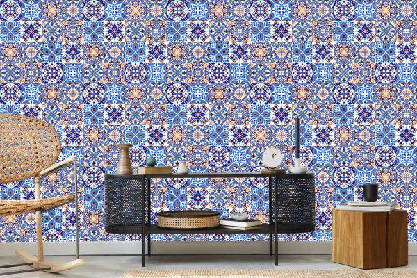 Behang Voor De Eetkamer Imitatie Van Tegels Kleurrijk Mozaïek - Afbeelding 5