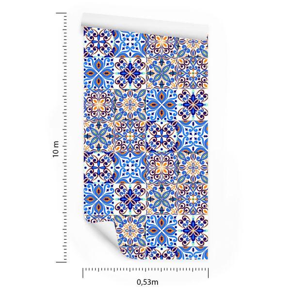 Behang Voor De Eetkamer Imitatie Van Tegels Kleurrijk Mozaïek - Afbeelding 8