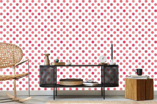 Behang Symmetrische Roze Stippen - Afbeelding 5