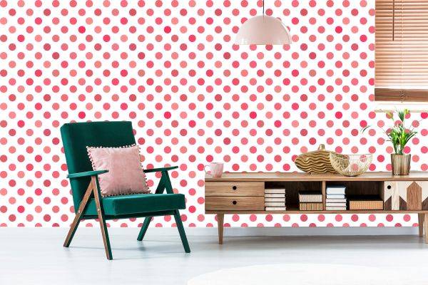 Behang Symmetrische Roze Stippen - Afbeelding 6