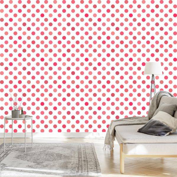 Behang Symmetrische Roze Stippen - Afbeelding 3