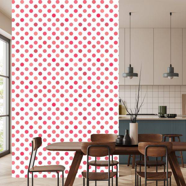 Behang Symmetrische Roze Stippen - Afbeelding 4