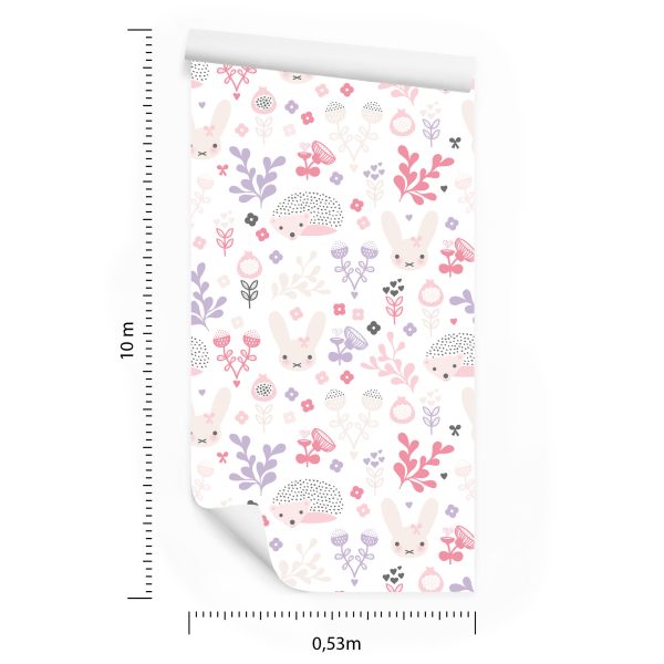Behang Pastelkleurige Dieren Bloemen Voor Meisjes - Afbeelding 8