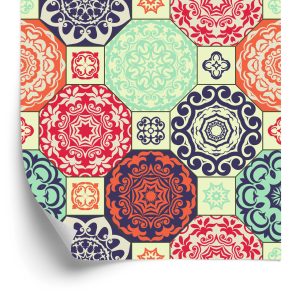 Behang Kleurrijke Ornamenten In Retrostijl