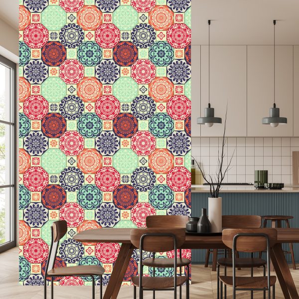 Behang Kleurrijke Ornamenten In Retrostijl - Afbeelding 4