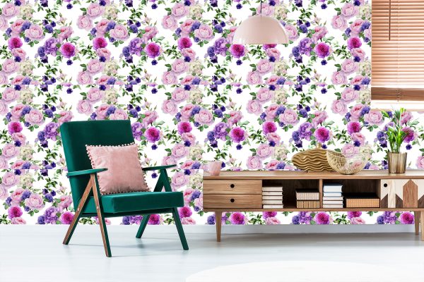 Behang Bloemmotief Met Waterverfrozen - Afbeelding 6
