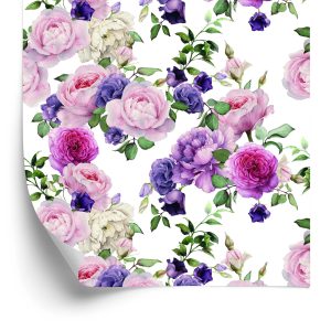 Behang Bloemmotief Met Waterverfrozen
