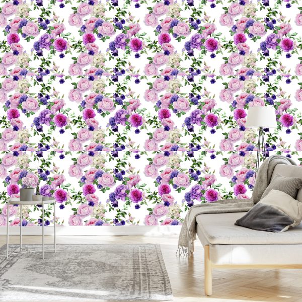 Behang Bloemmotief Met Waterverfrozen - Afbeelding 3
